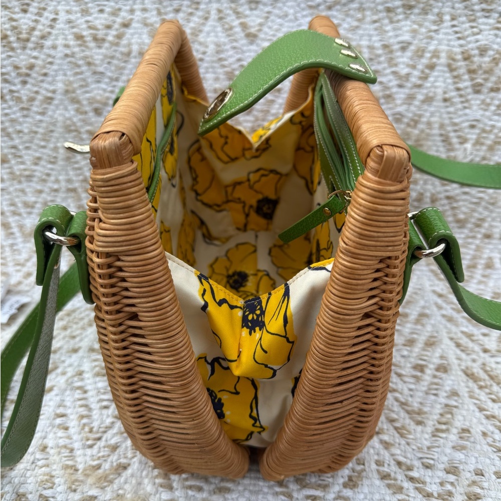 Kate Spade Green and Brown Wicker Handbag - Picture 2 of 5